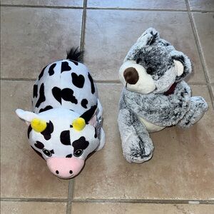 Plush Cow and Bear Toy Set